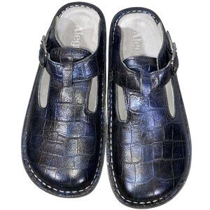Alegria Classic Croco shoe mules blue women’s size 36 comfort shoe slip on